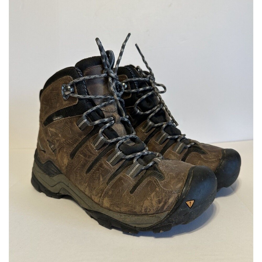 KEEN Mens Gypsum Mid Hiking Boots Size 10 Brown Leather Waterproof Lace Up Lug